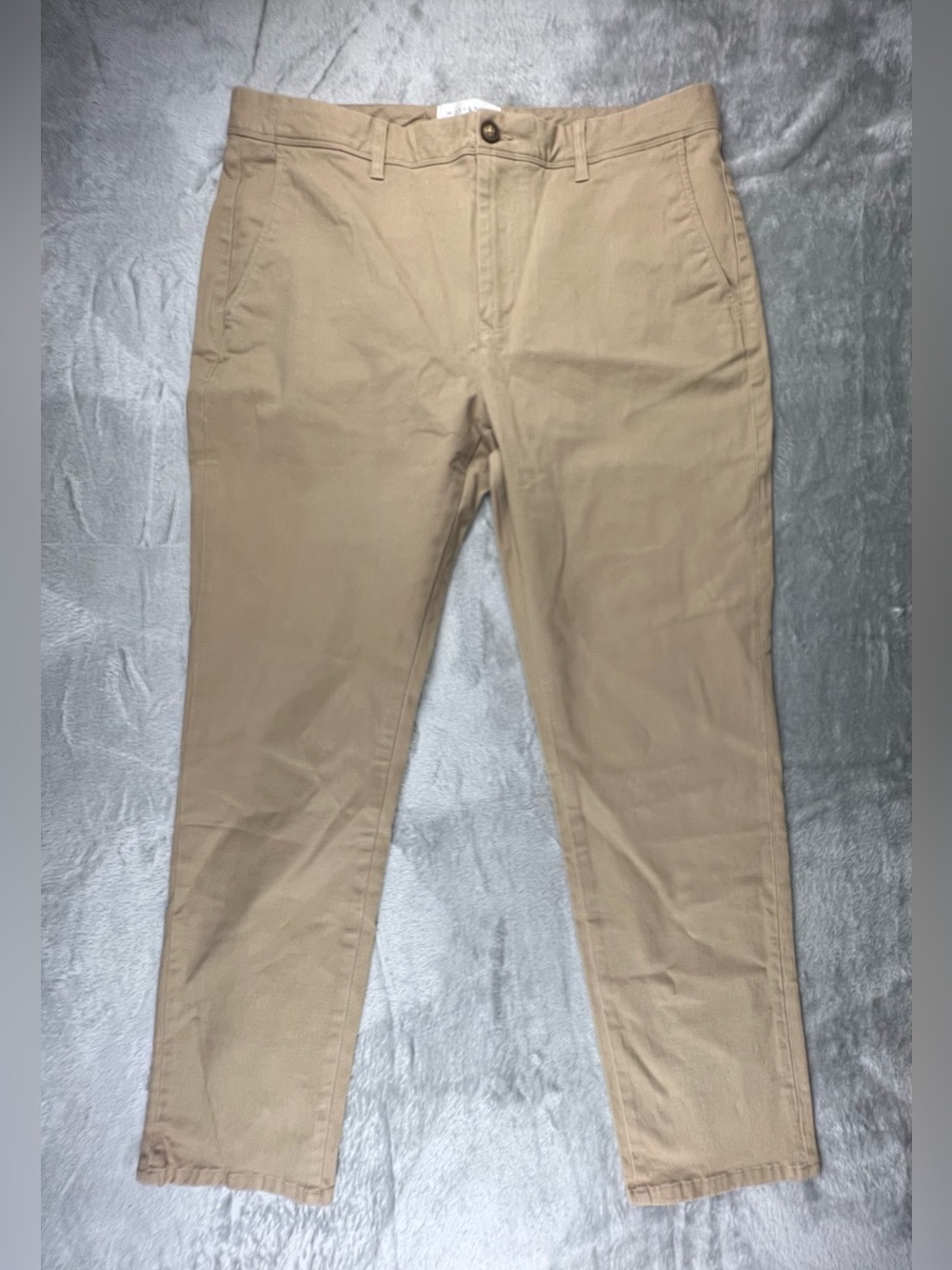 Mott and Bow Twill Chino Pants Mens 35x30 Cotton Flat Front Charles Khaki